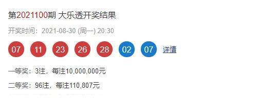 2021100期大乐透开奖结果揭晓，梦想与现实的碰撞
